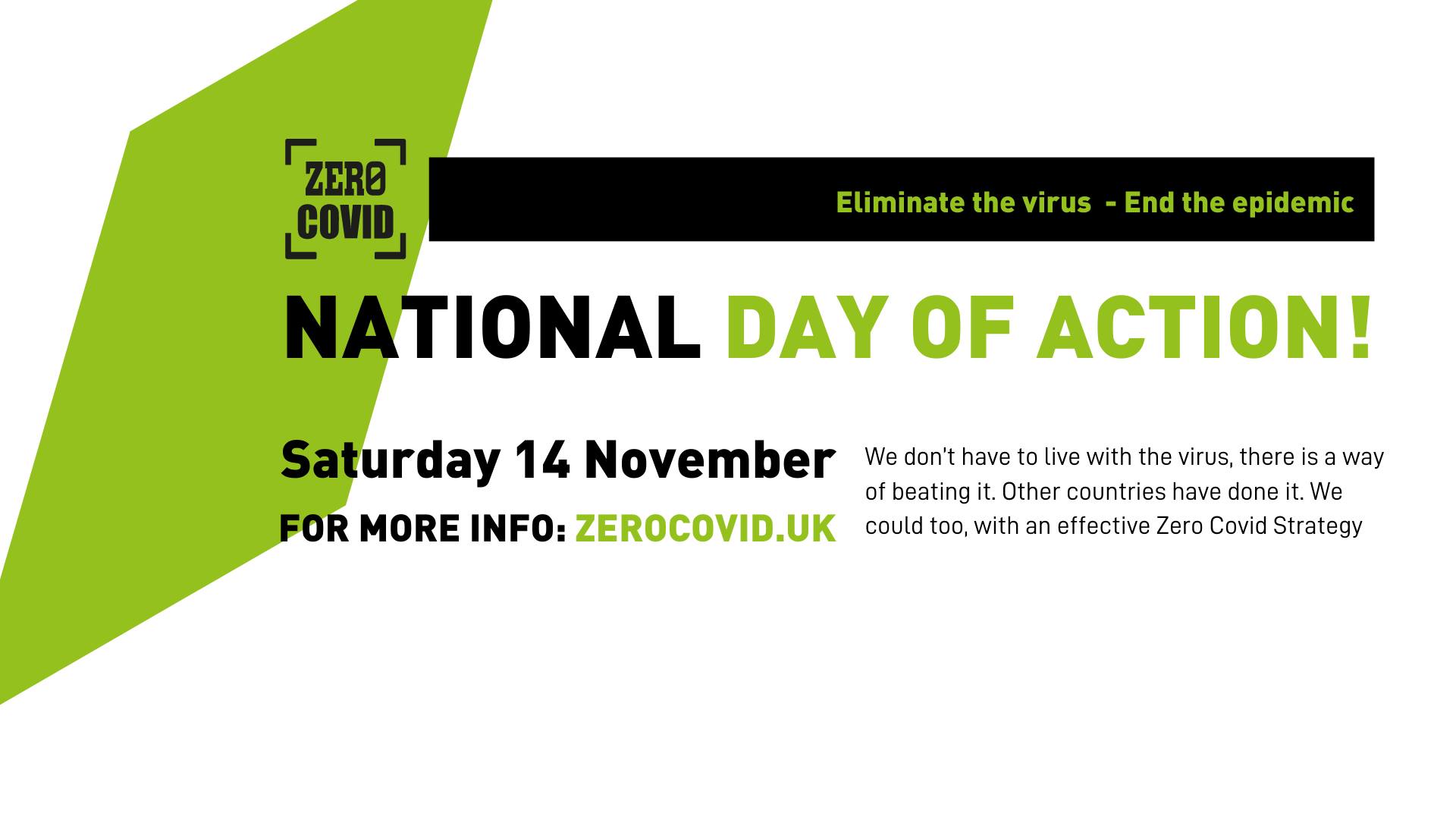 Image advertising the Zero Covid day of action on 14th November