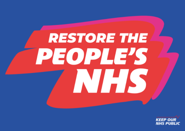Restore the People's NHS postcard front
