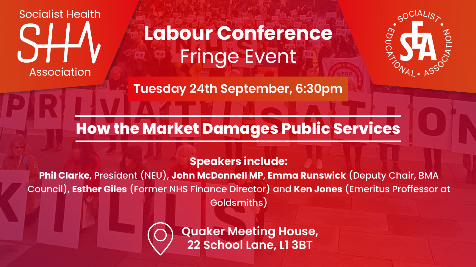 Labour Conference. Fringe Event. Tuesday 24th September, 6:30pm. How the Market Damages Public Services.