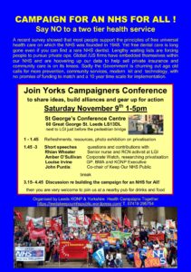 Flyer: Leeds | Yorks Campaigners Conference November 9 - 1:00 PM - 5:00 PM