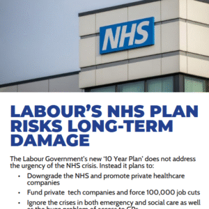 Labour's NHS plan risks long-term damage leaflet (front)