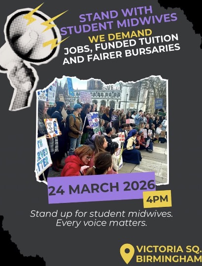 4pm, Tuesday 24 March 2026 | Stand with student midwives