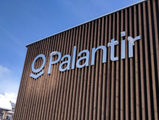 Palantir logo on the side of a building
