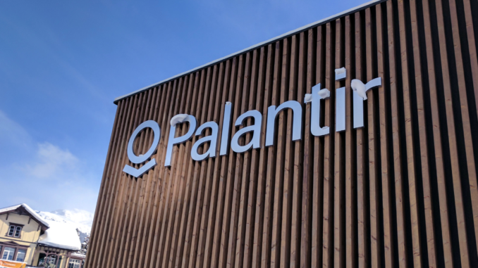 Palantir logo on the side of a building