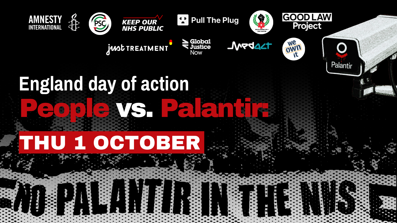 England day of action | People vs Palantir, Thursday 01 October 2026.